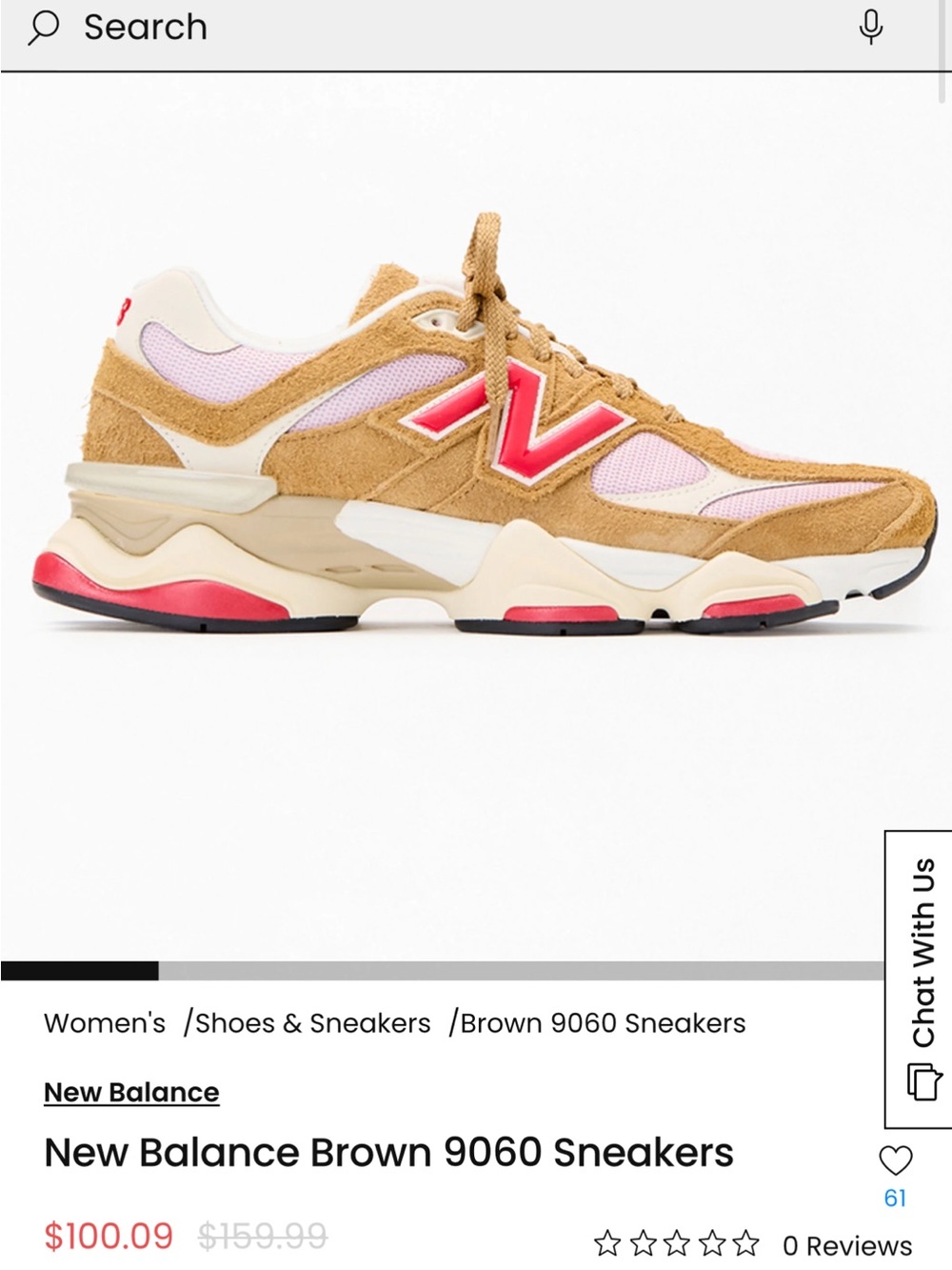 New Balance Women’s Tan & Pink 9060 Sneakers